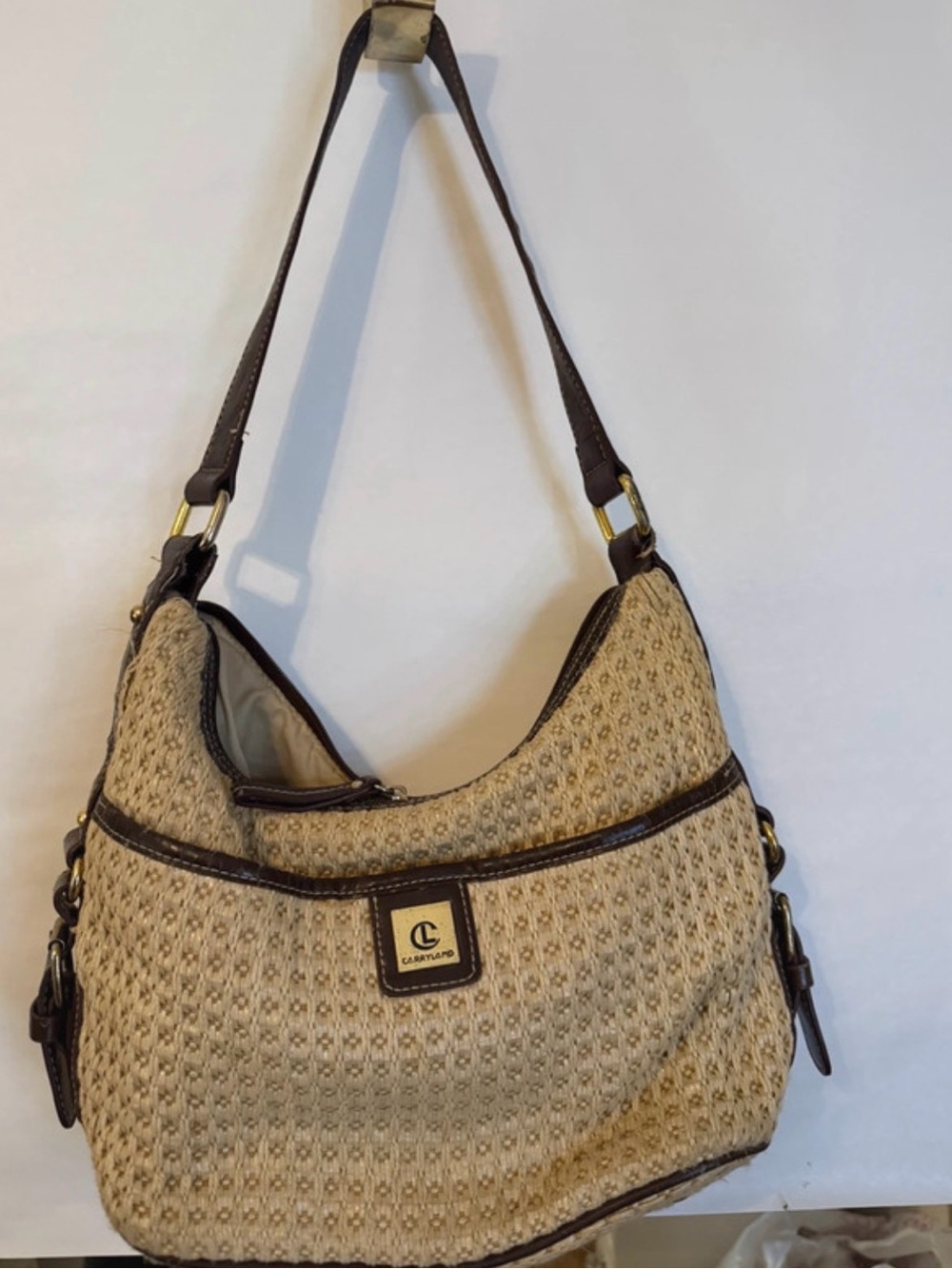 Carryland Woven Shoulder Bag with Dark Trim